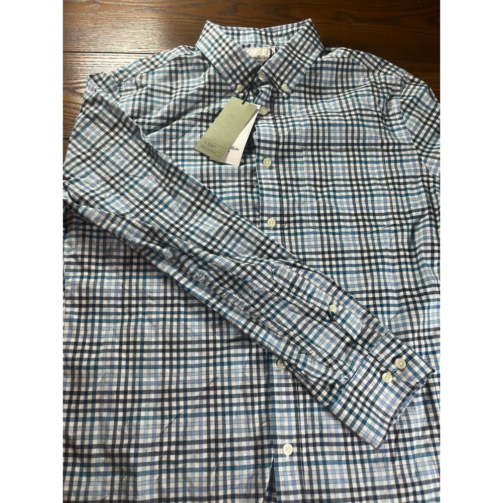 NEW Goodfellow Shirt Mens Large Slim Fit Blue Plaid Long Sleeve Button Up NWT
